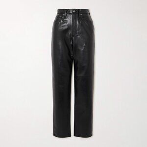 AGOLDE 90s Pinch Waist Recycled Leather Pants Detox Black Size 30 NEW NWT